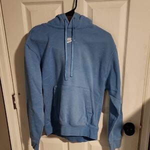 Nike Sky Blue Pullover Hoodie with White Logo